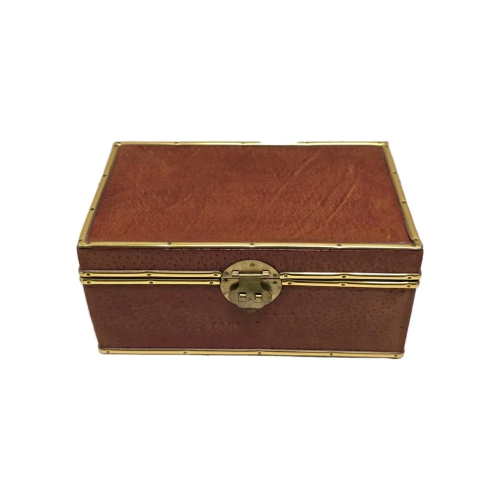 Chinese Leather Covered Trinket Box With‎ Sticker Jewelry Box
